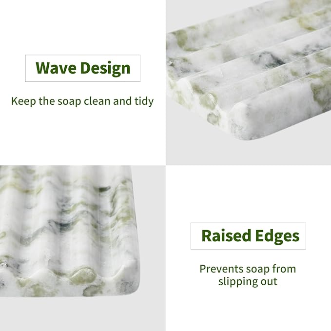 Marble Soap Dish, Large Stone Bar Soap Holder Shower, Easy Cleaning Natural - Image 2