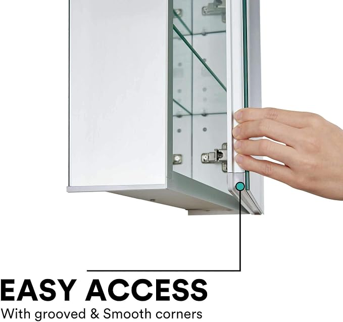 Fine Fixtures Bathroom Medicine Cabinet, Recessed/Surface Mount, Right/Left - Image 7