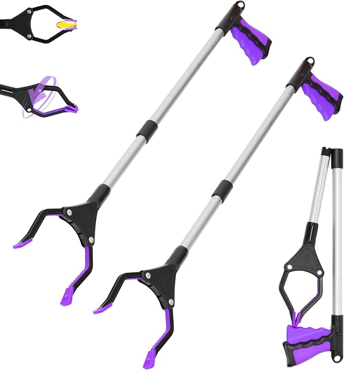 Upgrade 2-Pack Foldable 32" Grabber Reacher Tool, Lightweight Reacher Grabber by GRABBEREXPERTER