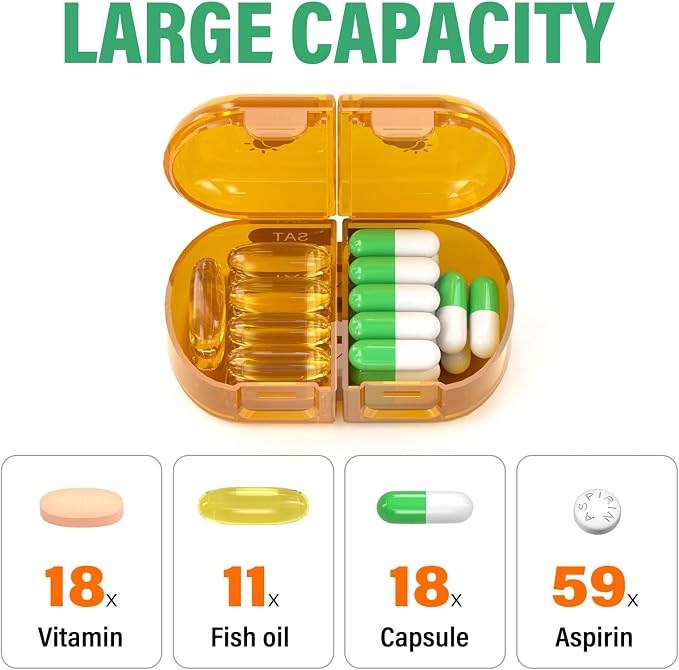 Weekly Pill Organizer 2 Times a Day, Moisture-Proof, Detachable Compartments - Image 2