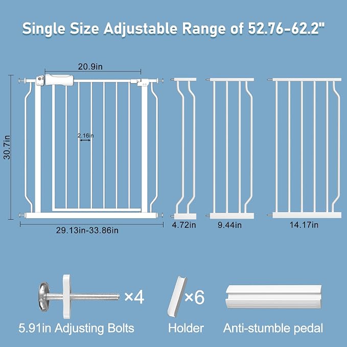 ALLAIBB Extra Wide Pressure Mount Baby Gate Auto Close White Metal Child Dog - Image 4