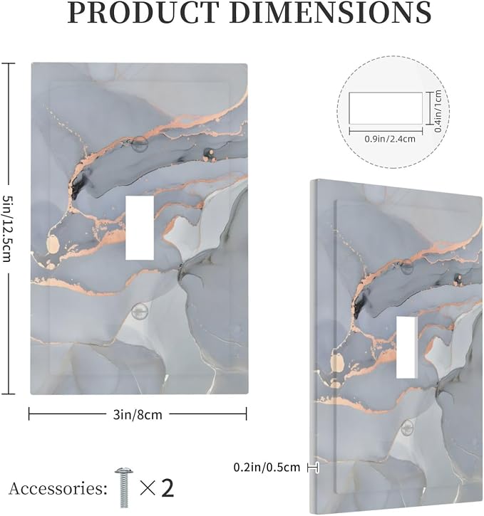 Gray And Gold Marble Abstract Luxury Print Decorative Light Switch Cover 1 Gang - Image 5