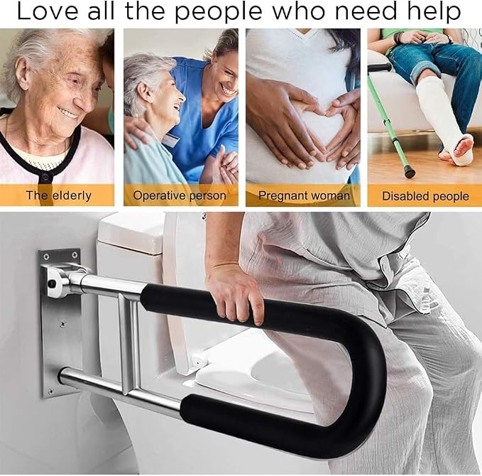 Handicap Grab Bars Rails 29.5 Inch Toilet Handrails Bathroom Safety Bar Hand - Image 5