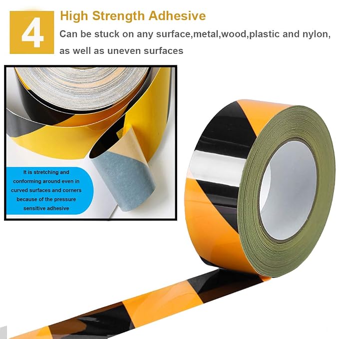 Waterproof Reflective Safety Tape Roll 2"X150' Yellow Black Striped Floor - Image 4