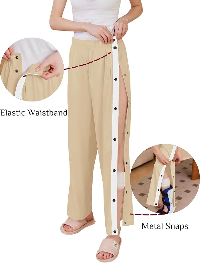 Deyeek Women's Tear Away Pants Side Split Snap Open Bottom Sweatpants Leg - Image 2