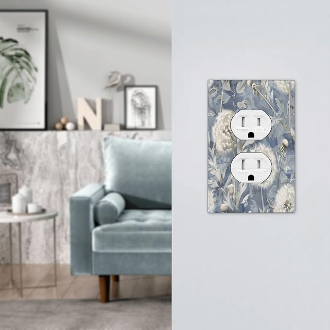 Blue Dandelion Vintage Floral Boho Flower Outlet Covers 1 Gang Duplex Light - Image 7