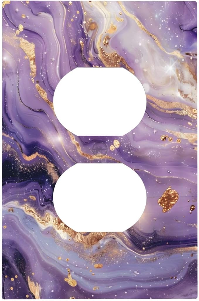 Luxury Marble Texture Purple And Gold Abstract Print Outlet Covers 1 Gang by Unknown