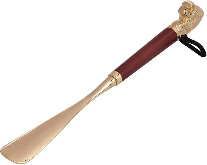Shoe Horn Long Handled Metal Lion Head Shoe Horn Wooden Long Handle Shoe Lifter - Image 7