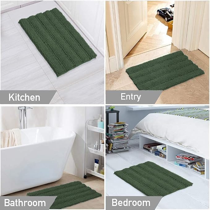 Turquoize Chenille Shaggy Non Slip Bronze Green Bath Rug Non Slip 24x36 Extra - Image 6