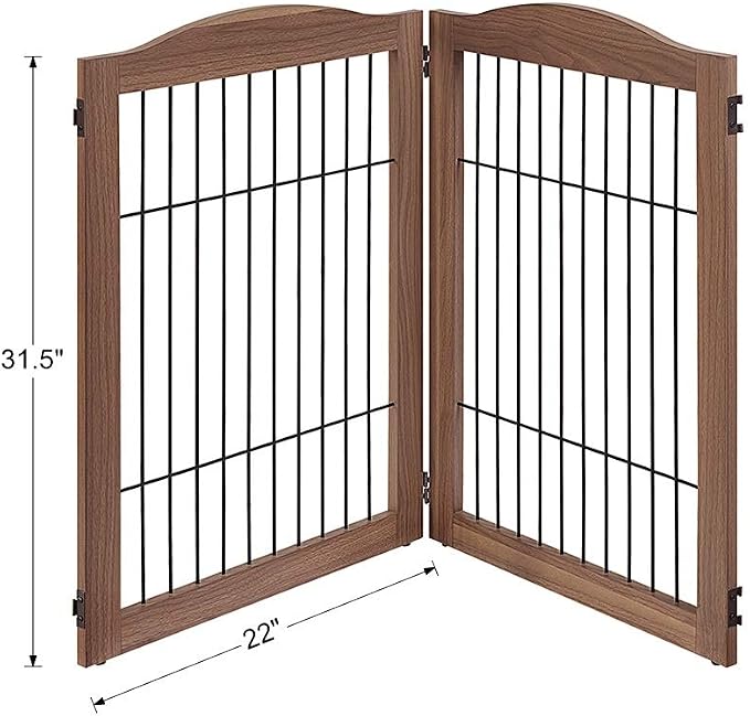 unipaws 44" Wide Dog Gate and Extension Kit, Free Standing Pet Gate, Wooden Dog - Image 4