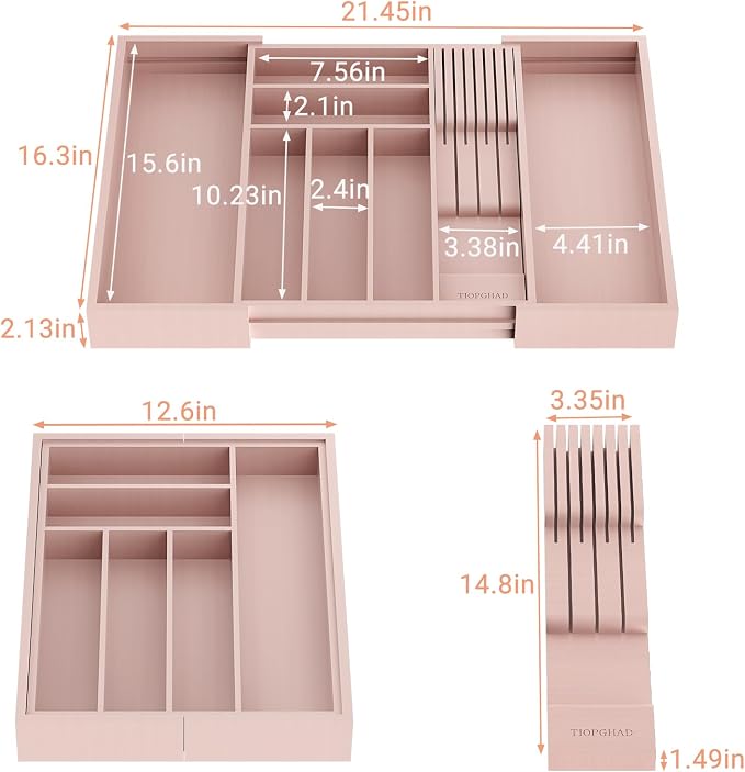 Bamboo-Silverware-Drawer-Organizer-Kitchen, Expandable Utensil Holder Cutlery - Image 2