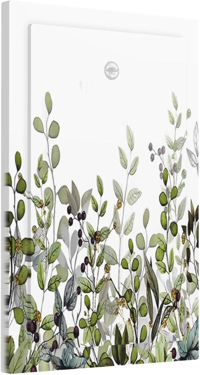 Watercolor Green Eucalyptus Leaves Plants Fruit Light Switch Cover Plate 1 Gang - Image 2