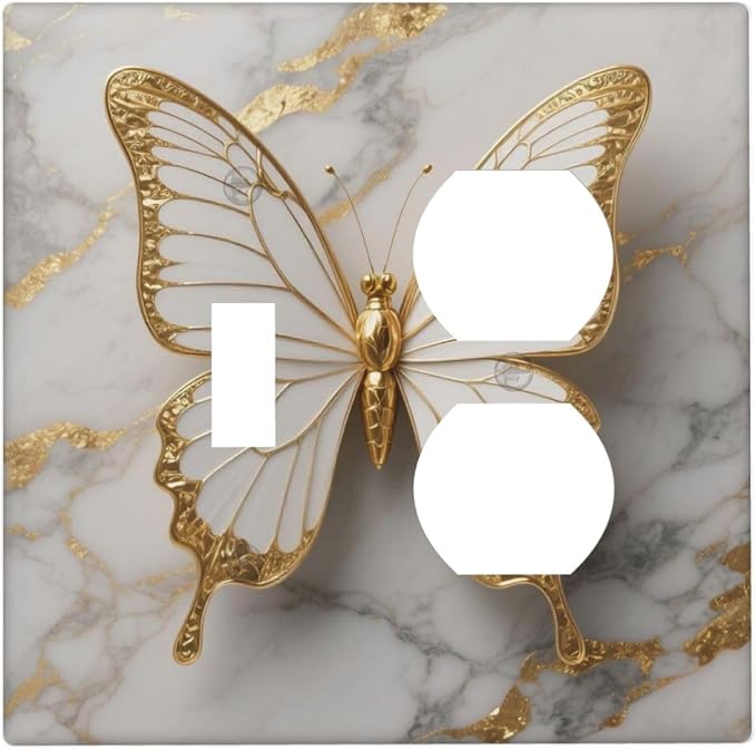 Gold Marble Shine Butterfly Abstract Modern Print Wallplates 1 Toggle 1 Duplex by Unknown