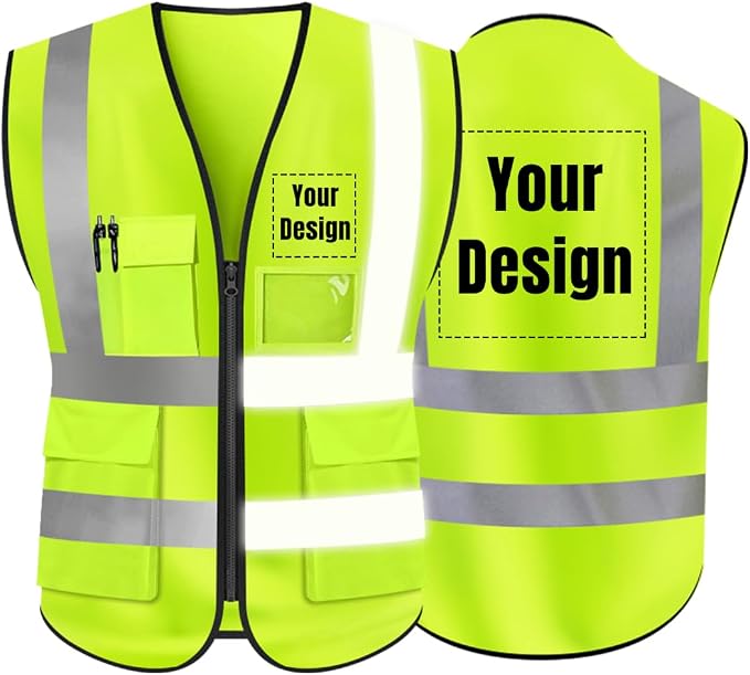 YOWESHOP High Visibility Safety Vest Custom Your Logo Protective Workwear 5 by YOWESHOP