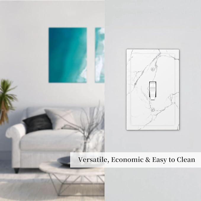 Luxurious White Marble Abstract Print Decorative Light Switch Cover 1 Gang - Image 7