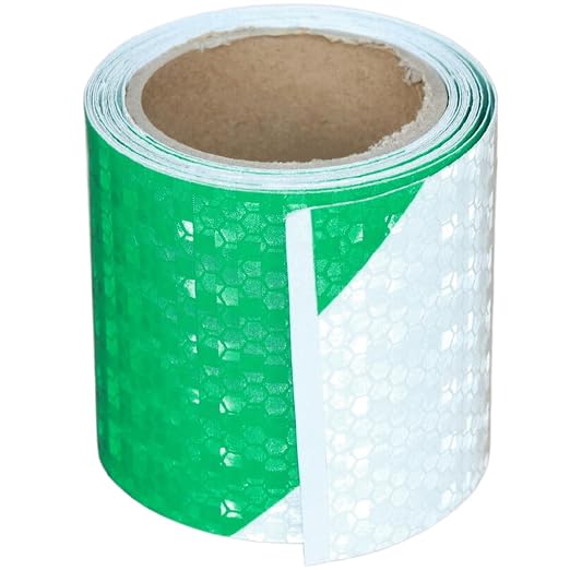 Green and White Reflective Tape Outdoor Waterproof 3 inch X 10 feet, High by tuyrchu