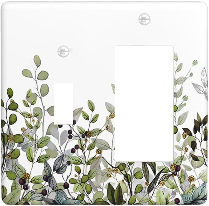 Watercolor Green Eucalyptus Leaves Plants Fruit Outlet Covers 1 Toggle 1 Rocker by Unknown