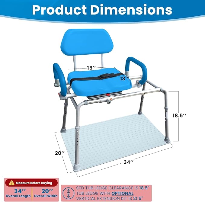 Platinum Health Carousel Sliding Shower Chair Tub Transfer Bench - Image 2