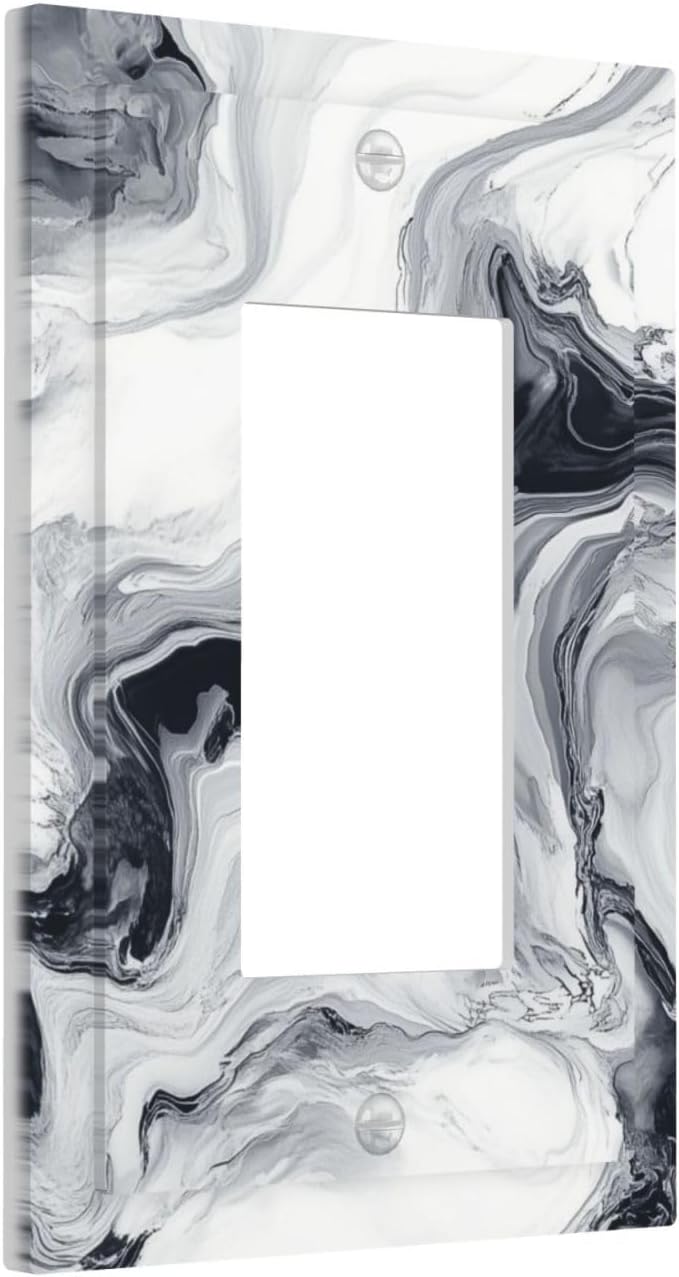 Abstract Marble Ink Texture Grey Marble Print Decorative Outlet Covers 1 Gang - Image 2