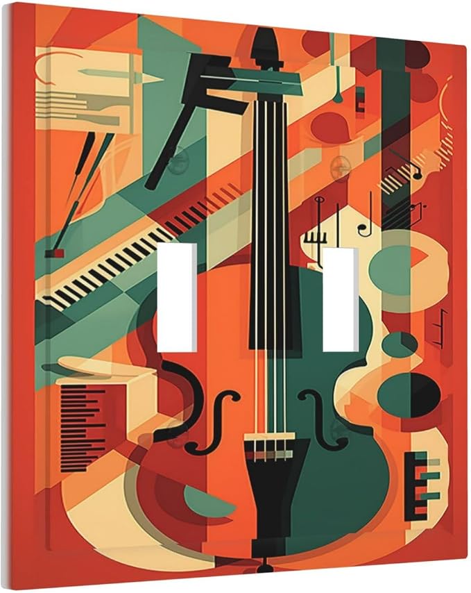 Decorative Switch Plates Violin Abstract Jazz Colorful Painting 2 Gang Double - Image 2