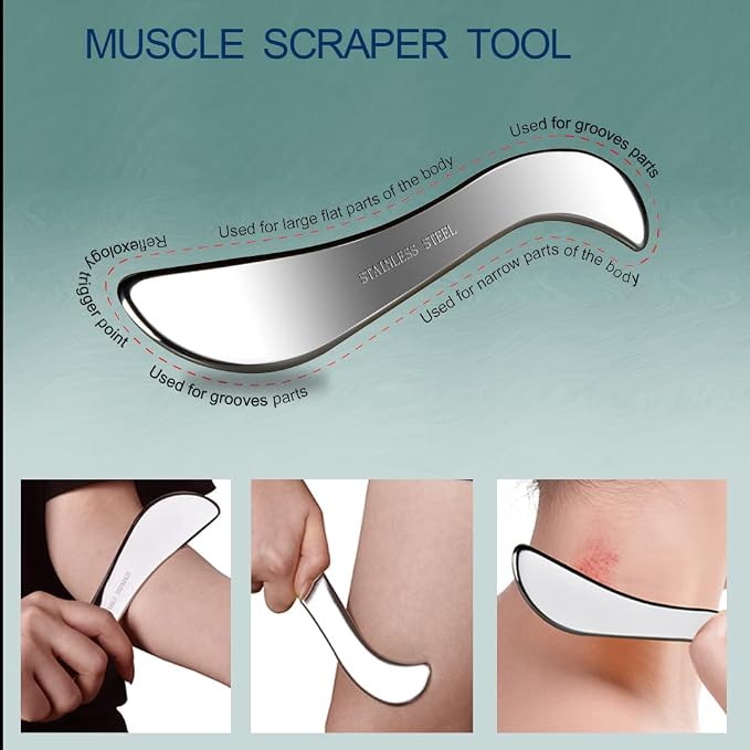 BYYDDIY 3 in 1 Stainless Steel Muscle Scraper Tools Set, Scraping Massage Tools - Image 4