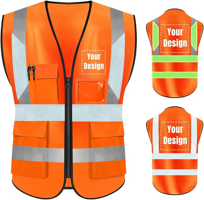 YOWESHOP High Visibility Safety Vest Custom Your Logo Protective Workwear 5 by YOWESHOP
