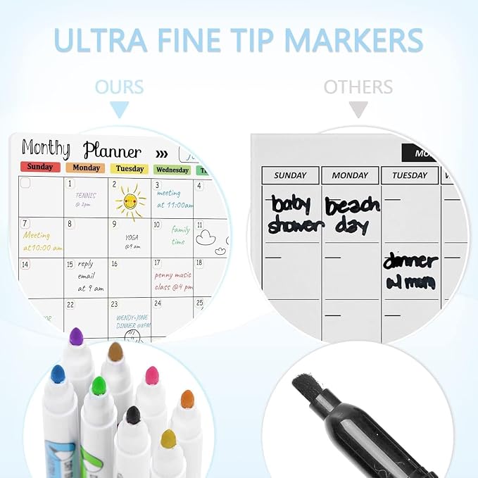 Hivillexun Magnetic Dry Erase Calendar Whiteboard Set - Field & Grace