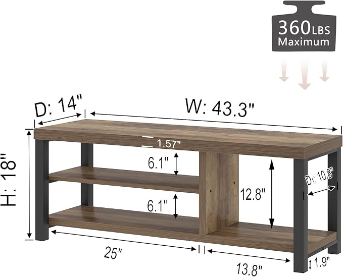 FOLUBAN Shoe Bench for Entryway, Wood and Metal Indoor Bench - Image 2