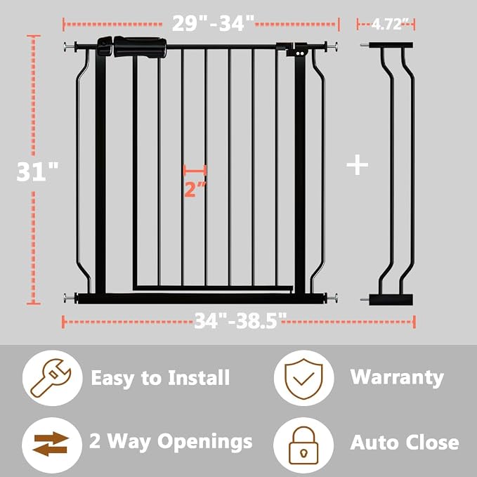 Fairy Baby Walk Through Baby Gate 34-38.5 Inch Wide, Pressure Mounted Safety - Image 2