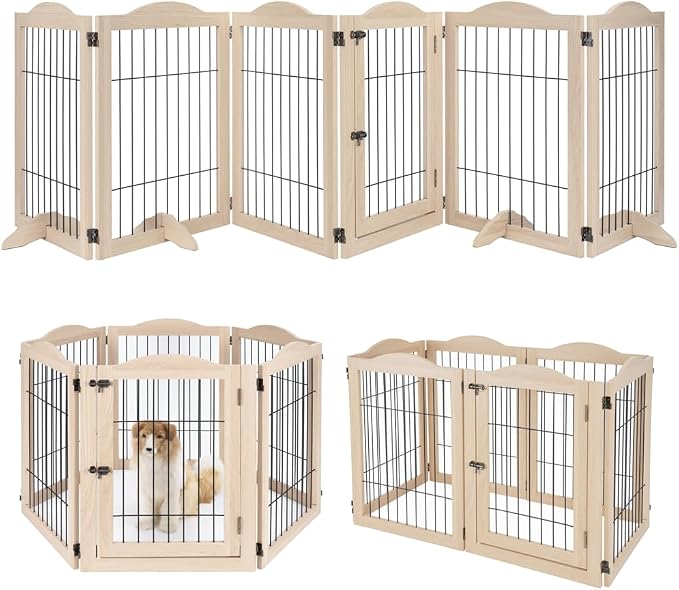 unipaws 132" Extra Wide Dog Gate and Pet Playpen, Free Standing Tall Fence by unipaws