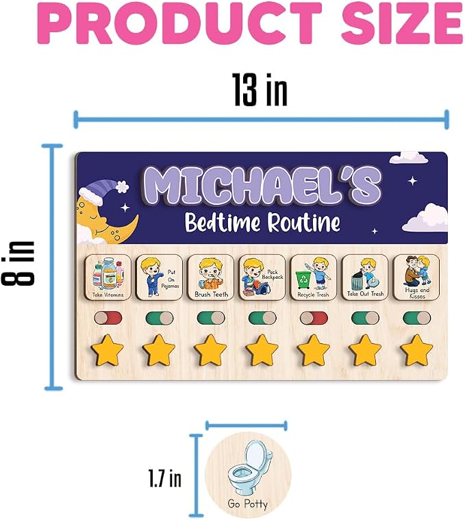 Wooden Chore Chart for Boys, Daily Routine Chart for Kids, Visual Schedule - Image 3
