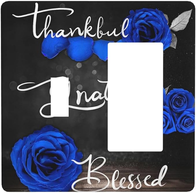 Light Switch Cover Blue Rose Thankful Grateful Blessed 2 Gang Toggle Rocker by Spshian