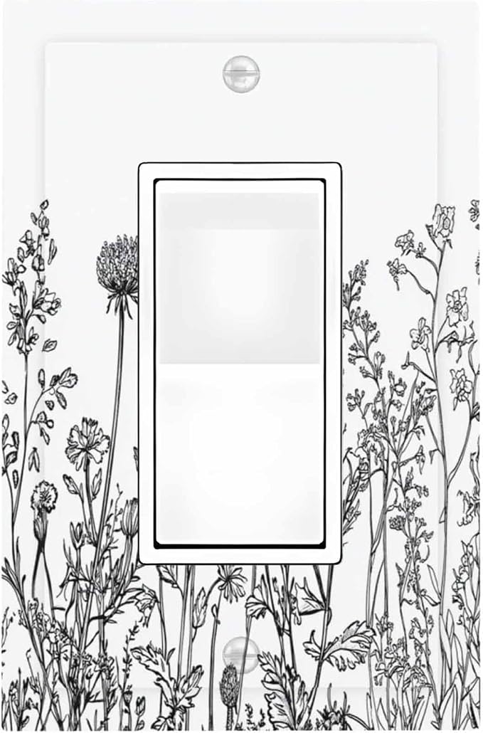 Decorative Outlet Covers Floral Wildflower Rustic Plant Leaves 1 Gang Single by Unknown