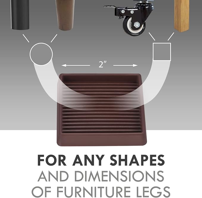 2X2 Rubber Caster Cups, Non Slip Furniture Pads, Anti-Slip Gripper, Anti Skid - Image 2
