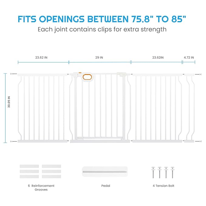 owlie Baby Gate Indoor 75-85 Inch, Extra Wide Safety Gate - Image 2