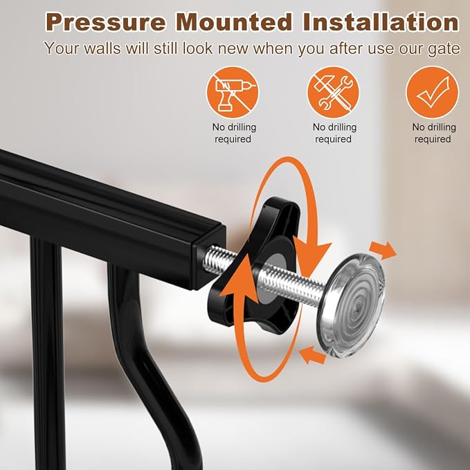29.5-43.7" Wide Baby Gate for Stairs No Drilling, Press Mounted Pet Gate Indoor - Image 4