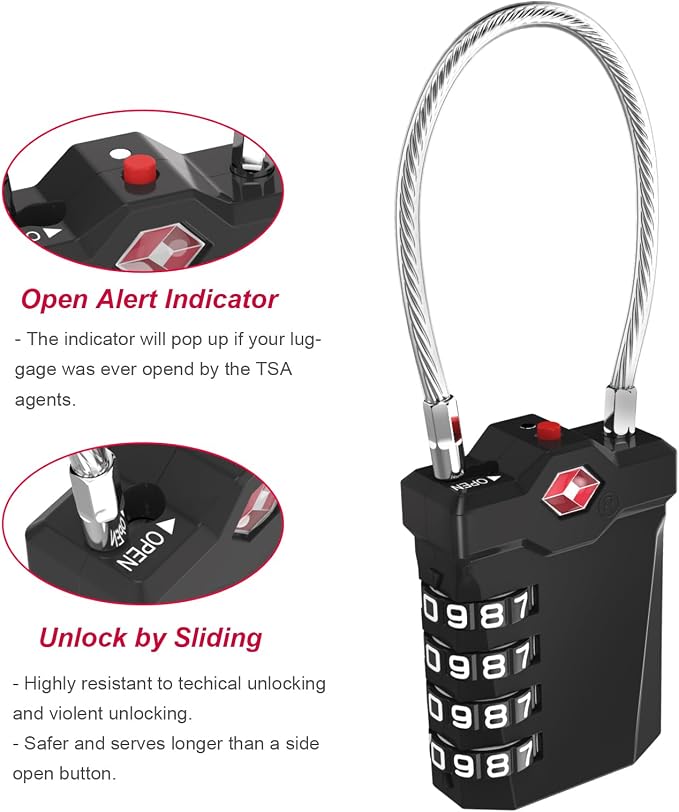 ZHEGE TSA Approved Luggage Lock, Travel Lock, 000 Combination Options, 5.5in - Image 4