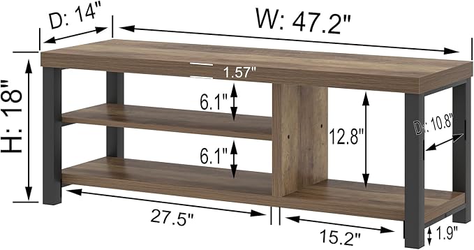FOLUBAN Shoe Storage Bench, Industrial Entryway Bench, Modern Indoor Wood and - Image 2