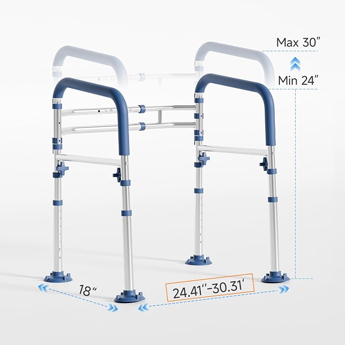 Toilet Safety Rails for Seniors, Height-Adjustable Toilet Frame - Image 7