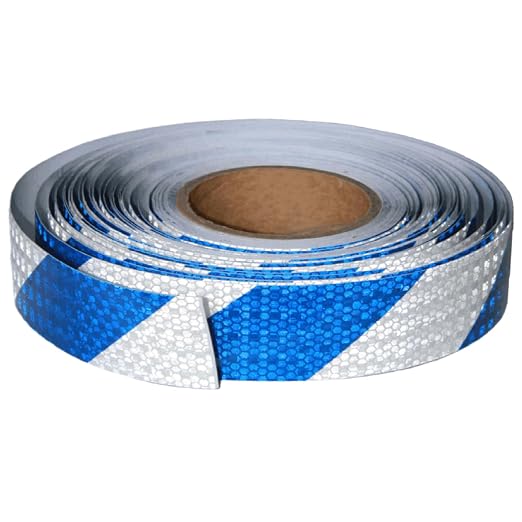 Blue and White Reflective Tape Outdoor Waterproof 1 inch X 166 feet, High by tuyrchu