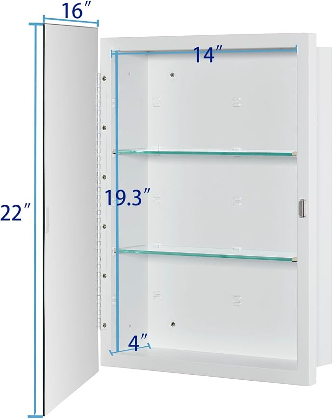 Bathroom Medicine Cabinet with Beveled Edge Mirrored Door 16 x 22 inch - Image 3