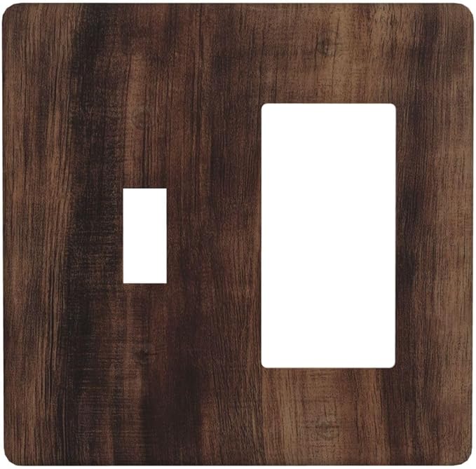 Decorative Outlet Covers Rustic Farmhouse Brown Wood Barn Door 2-Gang Combo by VGHOKO