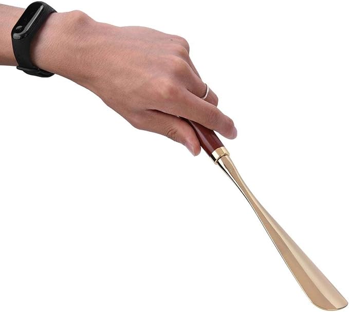 Shoe Horn Long Handled Metal Lion Head Shoe Horn Wooden Long Handle Shoe Lifter - Image 5
