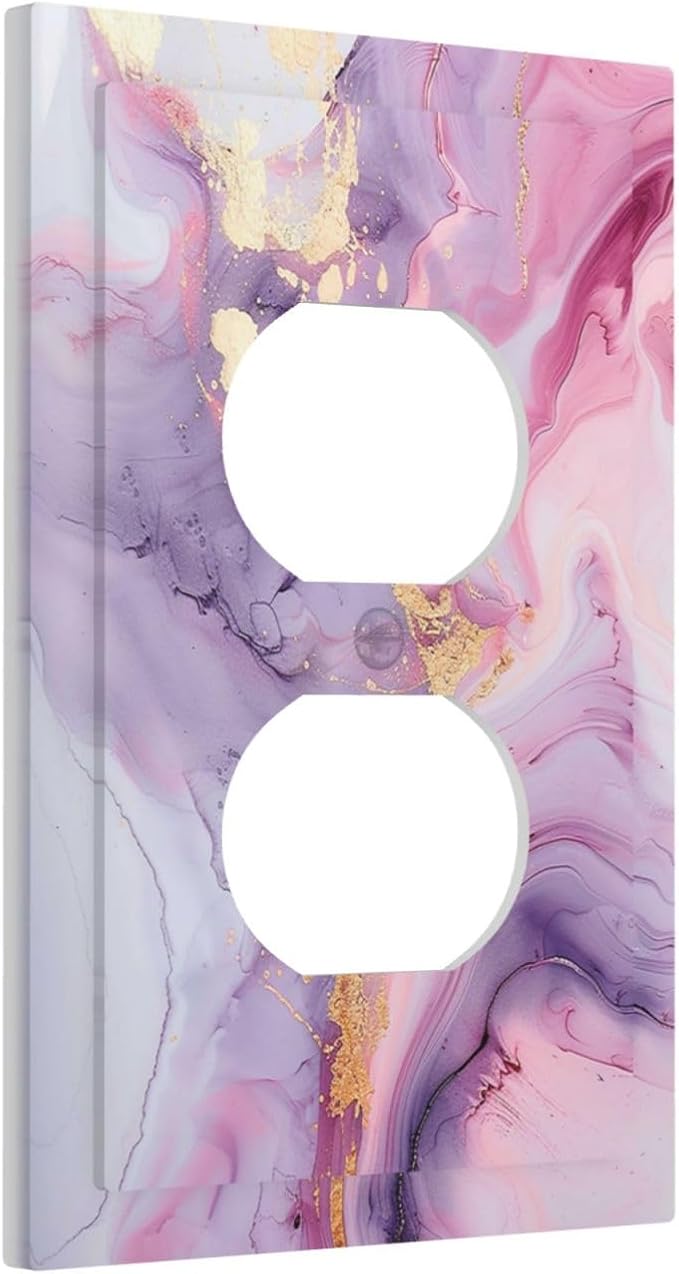 Outlet Covers Pink Marble Abstract Purple Gold Texture 1 Gang Duplex Wall Plate - Image 2