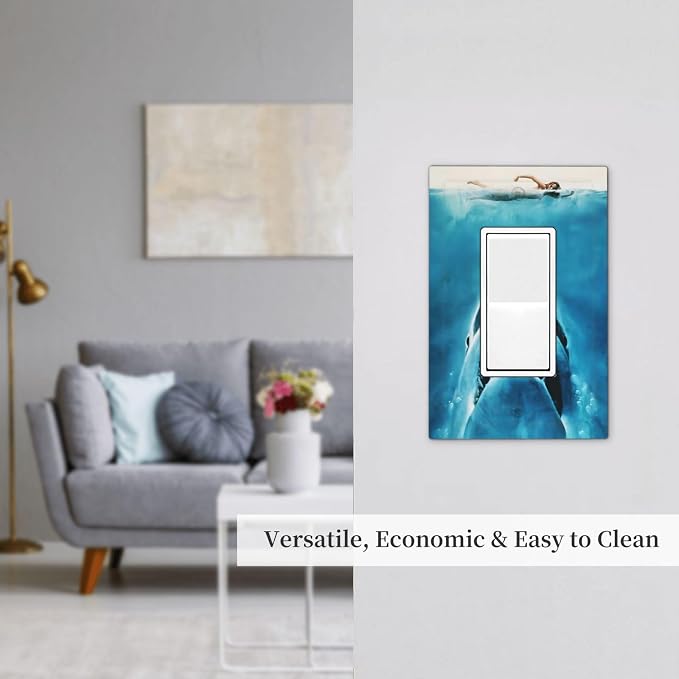 Swimming Woman Funny Shark Blue Ocean Decorative Outlet Covers 1 Gang Single - Image 7