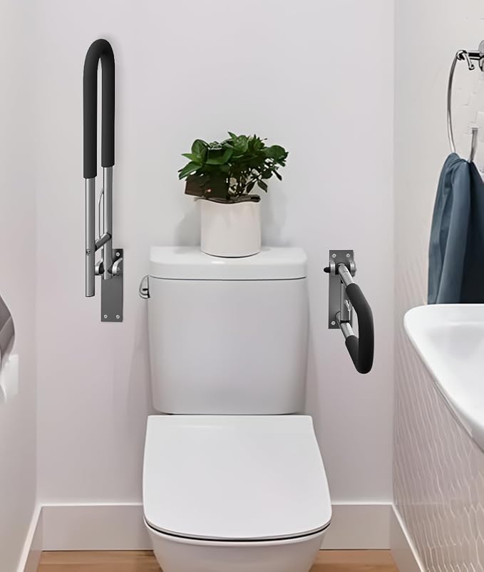 Foldable Toilet Safety Grab Bar, Aluminum Alloy Wall Mounted Handicap Support - Image 8