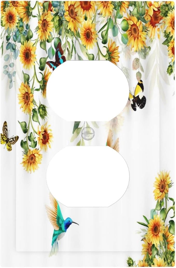Outlet Covers Yellow Sunflower Blue Hummingbird Butterfly 1 Gang Duplex Light by Spshian