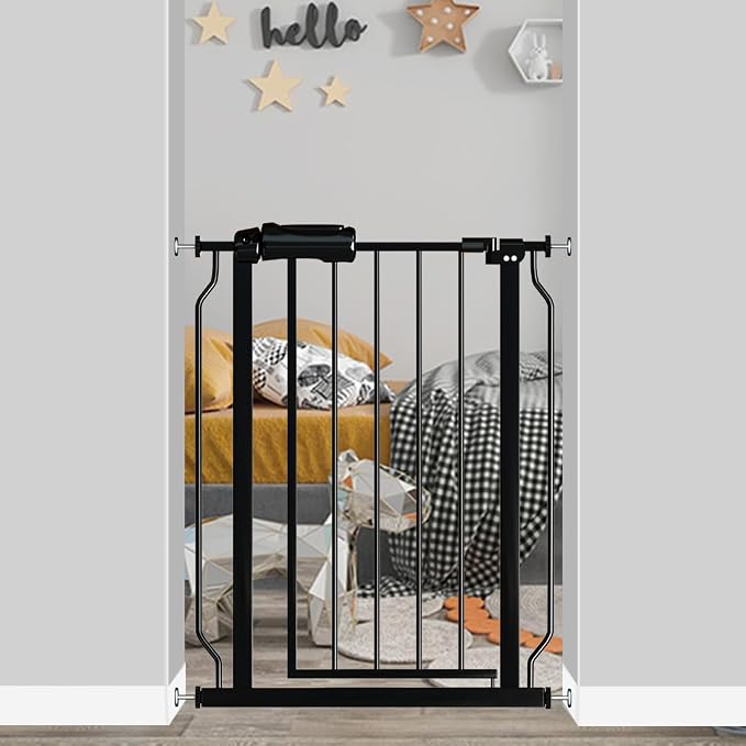 Narrow Baby Gate for Doorways Stairs, 24-29" Wide Pressure Mounted Walk Through by FairyBaby