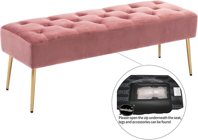 DUHOME Modern Velvet Ottoman Bench, Button-Tufted Upholstered Bedroom Benches - Image 6