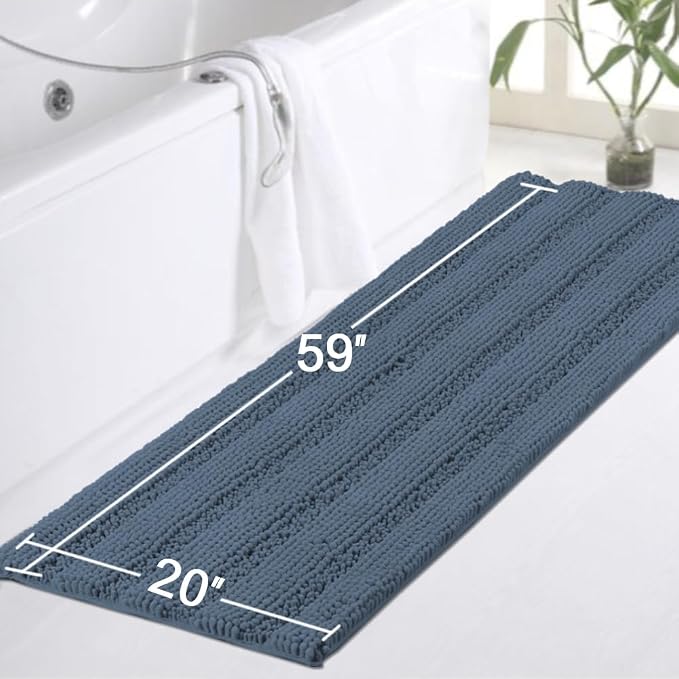 Turquoize Bathroom Runner Area Chenille Rug Oversize Non-Slip Shag Kitchen - Image 2